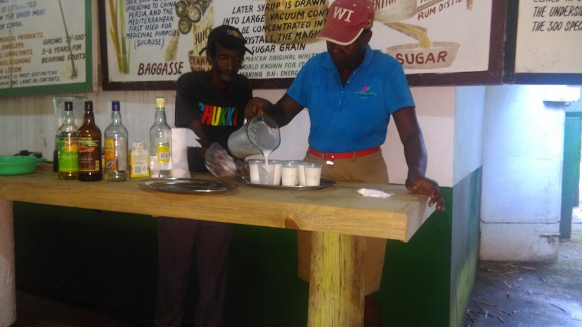 Dalton displays his cocktail skills Mr Dalton of Chukka Adventures prepares Pina Coladas for Emma and Noreen