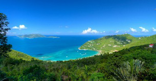 The floating divan on the beach at the BVI rental villa Aquamare on Mahoe Bay