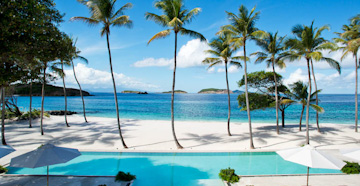 The view of the patio at a villa in The Grenadines