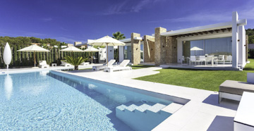 Salubrious pool at epic mansion in Ibiza