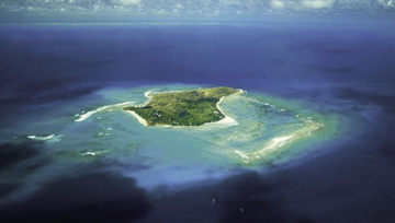 An aerial view of Necker lisnd in the Caribbean